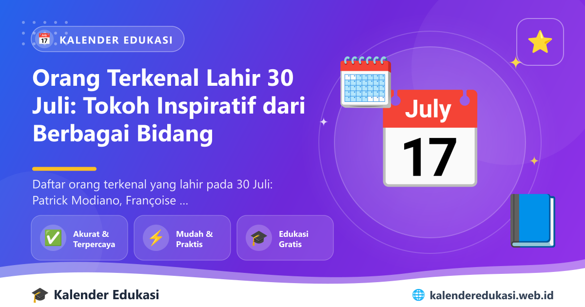Orang Terkenal Lahir 30 Juli: Tokoh Inspiratif dari Berbagai Bidang