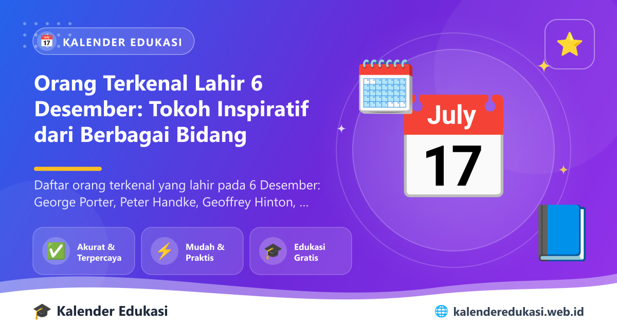 Orang Terkenal Lahir 6 Desember: Tokoh Inspiratif dari Berbagai Bidang