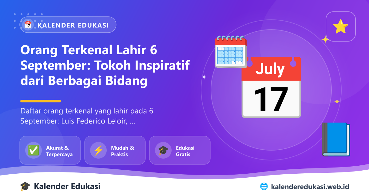 Orang Terkenal Lahir 6 September: Tokoh Inspiratif dari Berbagai Bidang